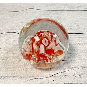 Vintage Lefton Art Glass Paperweight 2.5" Floral Inner Design Japan